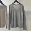Sleek V-Neck Slim-Fit Wool Cashmere Knitwear - Comfortable, Stretchy, and Flattering Long-Sleeved Top for Women