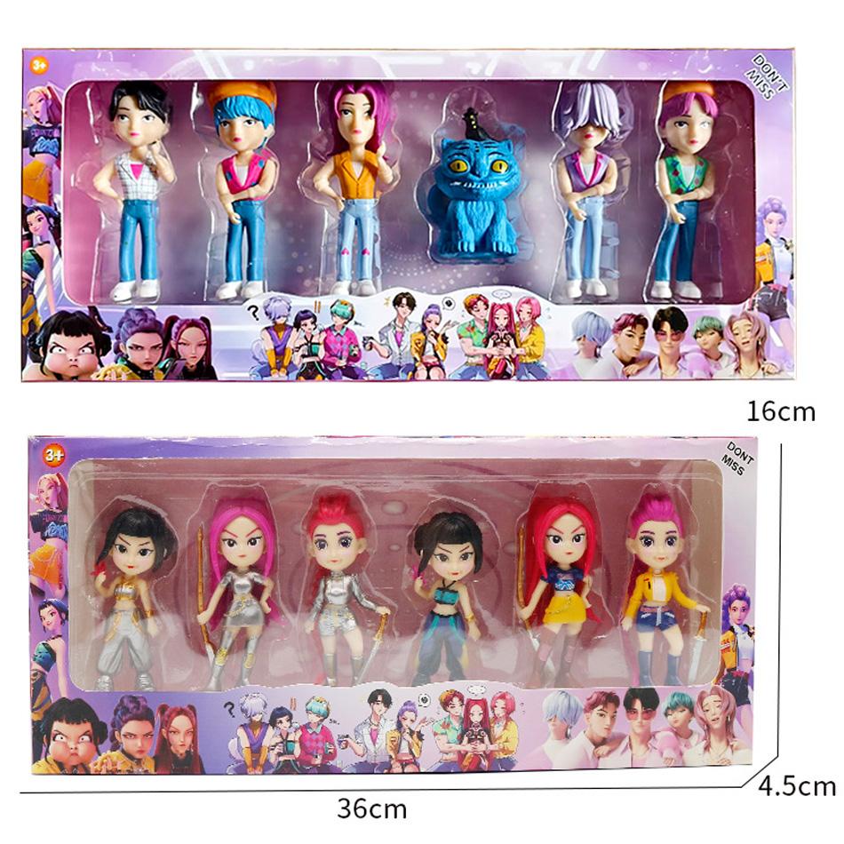 Two set New Anime Kpop Demon Hunters Saja Boys Girls Series Figure Decoration Statues Ornament Christmas Kid Birthday Gift