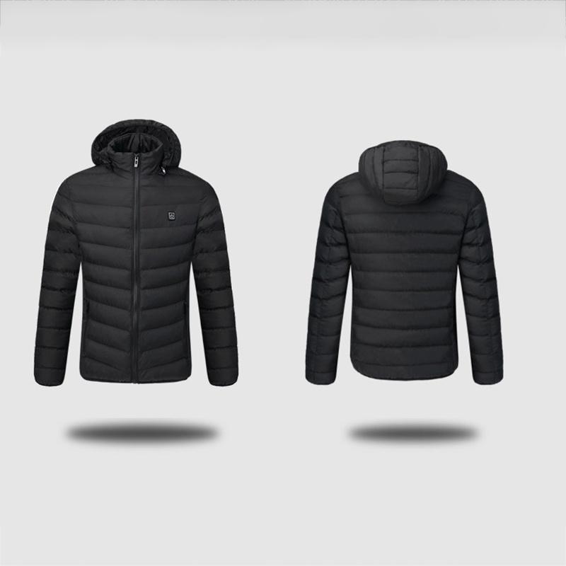 Luxurious Usb Heated Warm Back Cervical Spine Hooded Winter Jacket For Motorcycle Skiing