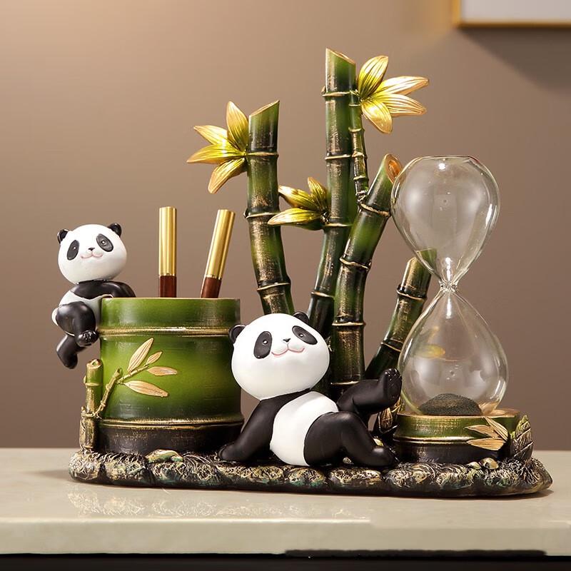 Panda Hourglass Bamboo Pen Holder