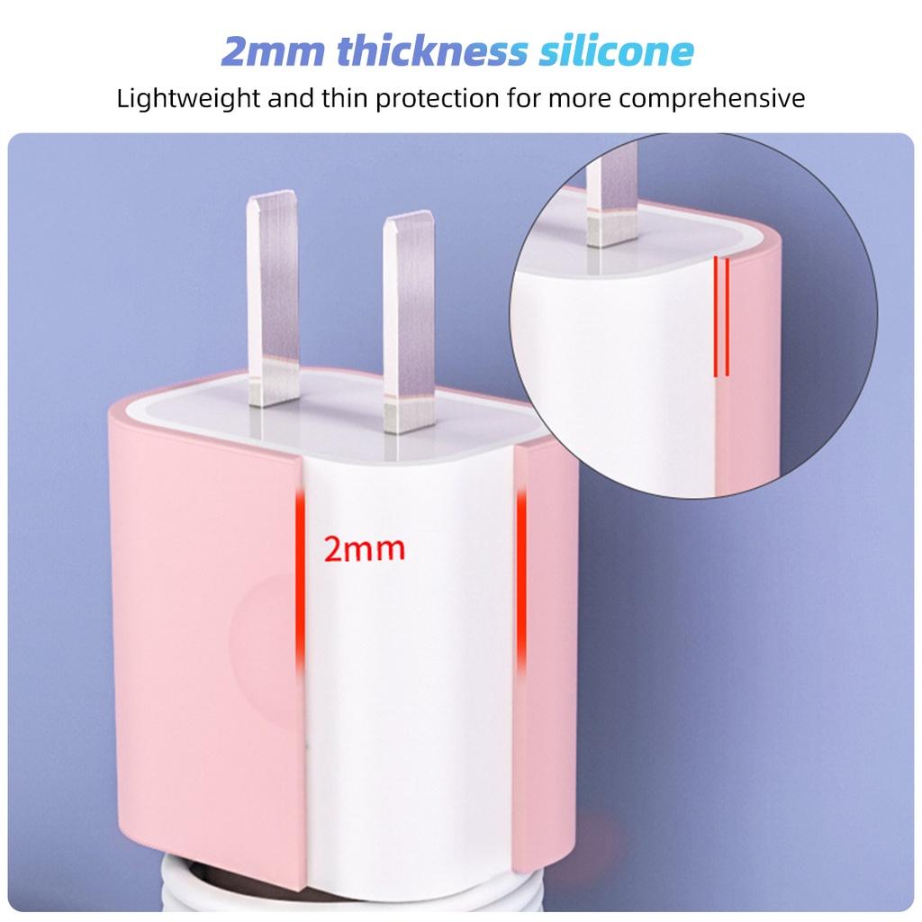 FONKEN 2 i 1 Silikon Laderbeskytter Datakabeloppruller For Apple iPhone 18W/20W Strømadapter Etui Anti-Brudd Datakabel Oppbevaring