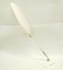 2 Set Pack Japanese Processed Goose Feather Plastic Shaft Banker Pen Transparent Acrylic Pen Stand with Silver Pen Holder White Feather + Q-S6P1WG-2-W