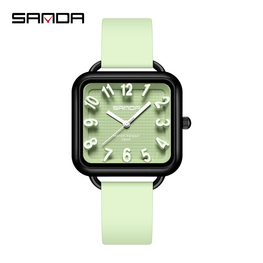 SANDA 3269 Fashion Quartz Watch Girl And Boy 5ATM Waterproof Rectangle Light Trend Student Young Men's Quartz Watch