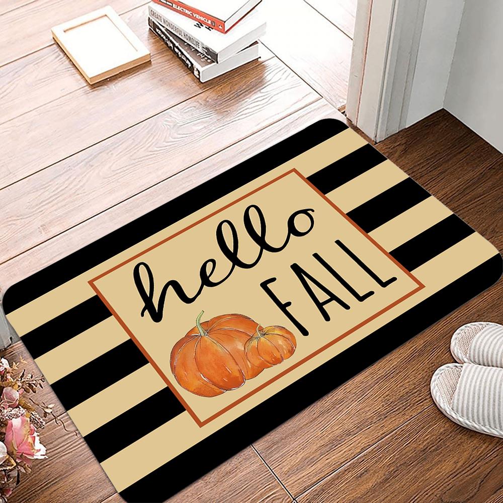 Fall Door Mat Non Slip Pumpkin Welcome Doormat For Autumn Harvest Thanksgiving Farmhouse Entrance Doormat Floor Carpet Mat