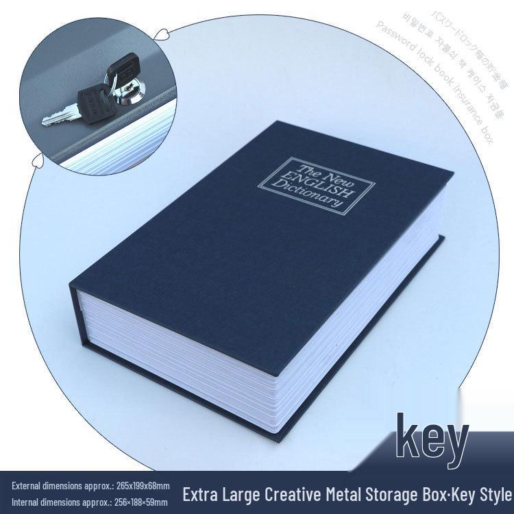 Lockable Metal Book Safe & Coin Bank with Combination Key