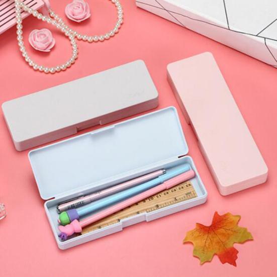 Simple Transparent Plastic Pencil Case Box Storage Learning Stationery Supplies