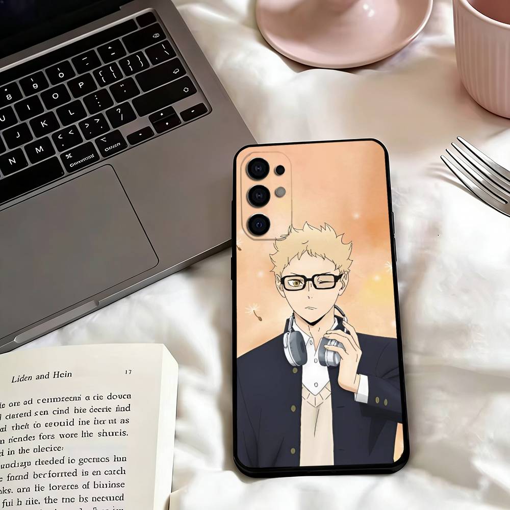 Haikyuu-u Tsukishima Phone Case Black Silicone Soft For Samsung S25,S24,S21,S22,S23,S30,Ultra,S20,Plus,Fe,Lite