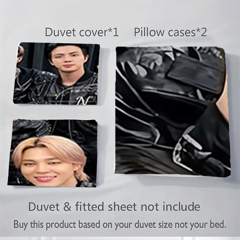 3Pcs Kpop Stars Black Leather Bedding Sets For All Sizes New 3D Printed Bed Cover Comforter Duvet Cover Pillowcase Bedroom Decoration
