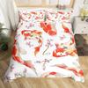 Koi Fish Duvet Cover Set Carp Tie Dye Bedding Sets Traditional Chinese Ink Art Bedspread Lotus Leaf Nature Quilt Cover Full Size