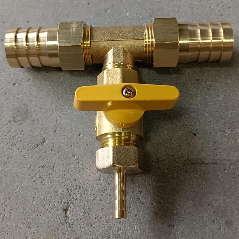 Brass Push-to-Connect Ball Valve Reducing Tee for Water Pipes (Sizes: 6/8/10/12/14/16mm)