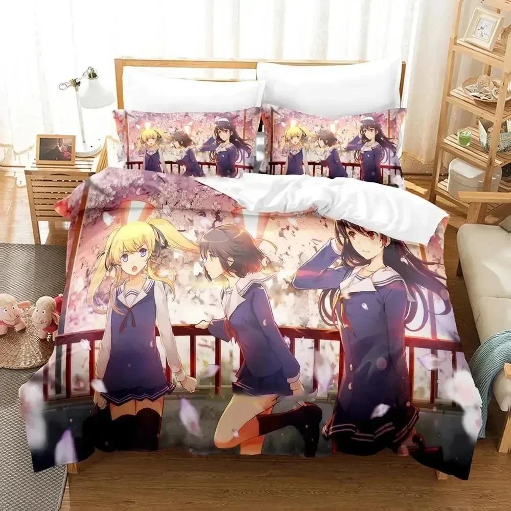 Anime Saekano How to Raise a Boring Girlfriend Bedding Set Duvet Cover Sheet Printed Bed Set Pillowcase Bed Comforter Bedroom