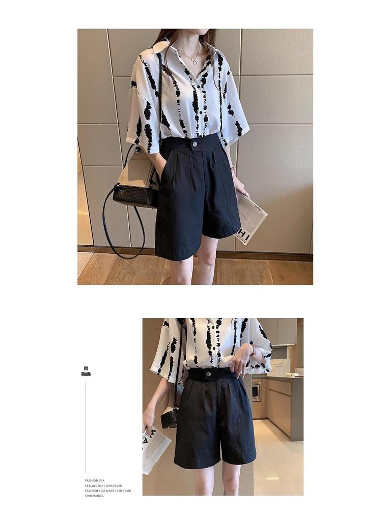 High Waist Cotton Wide-Leg Summer Shorts for Women - Plus Size, Korean Style, Non-Elastic, Loose Fit