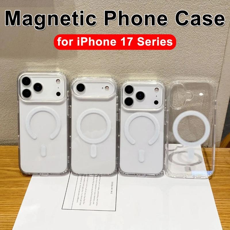 Strong Magnetic Case For iPhone 17 ProMax 17Pro 17Air Transparent Phone Cover For iPhone 17 Suit for Magsafe Charging Shell
