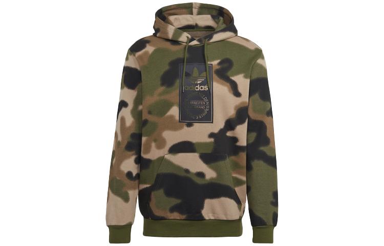 Adidas Originals Sweatshirts Men s Green Camouflage Hooded Moderate Regular GN1879 XS