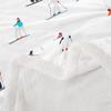 Skiing people pattern blanket winter sports design soft throw cozy home decor mountain adventure print bedroom wall hanging