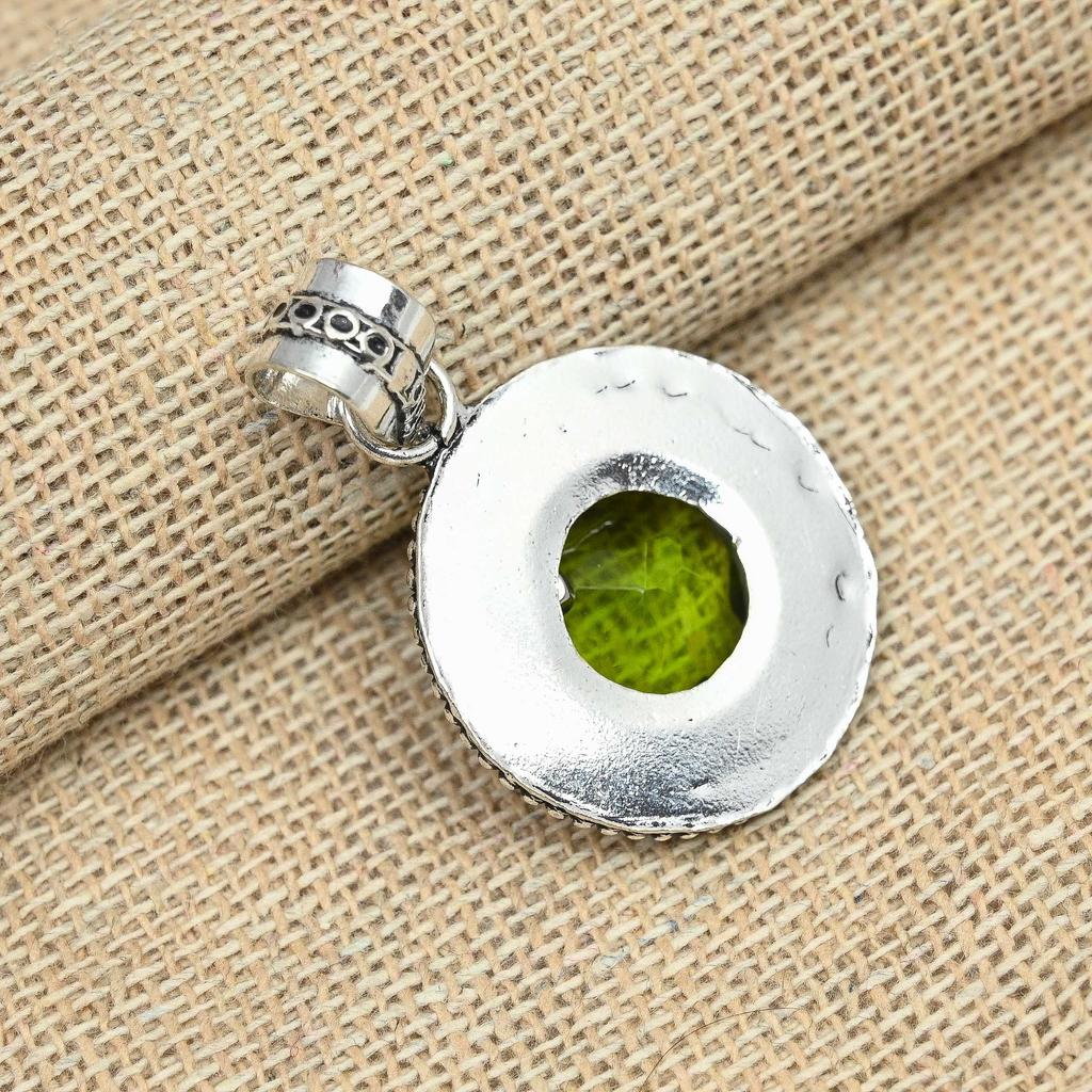 Peridot-Edelstein, 925er-Sterlingsilber, handgefertigter Damen-Designer-Anhänger-Schmuck