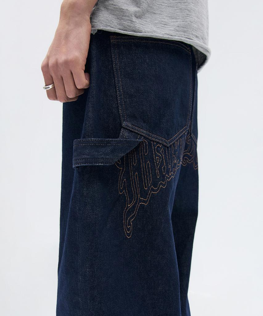 MAISON MINED Back-Point Denim Pants Indigo