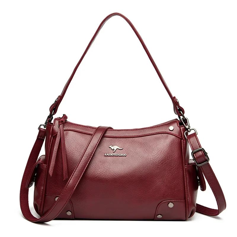 High Quality Soft Genuine Leather Messenger Bag Women Cow Leather Handbag Luxury Satchel Female Shoulder Crossbody Sac Lady Tote