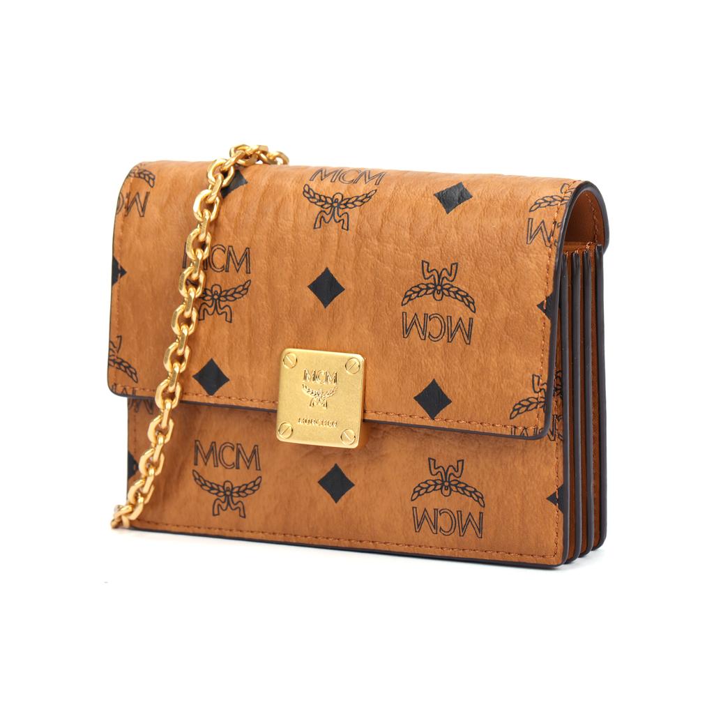 MCM Monogram Print Leather Wallet Crossbody Bag Women bags Cognac MYLFATA03CO001