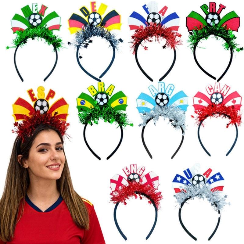 Pack Of 6pcs 2026 Soccer Event Flag Headbands For Fan With Elastic Design Creative Multiple Country Theme Headdress