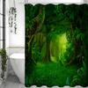Wald Baum Grünzeug Grün Heilend Duschvorhang, Badezimmer Dekorativer Duschvorhang, Wasserdichter Duschvorhang mit Haken
