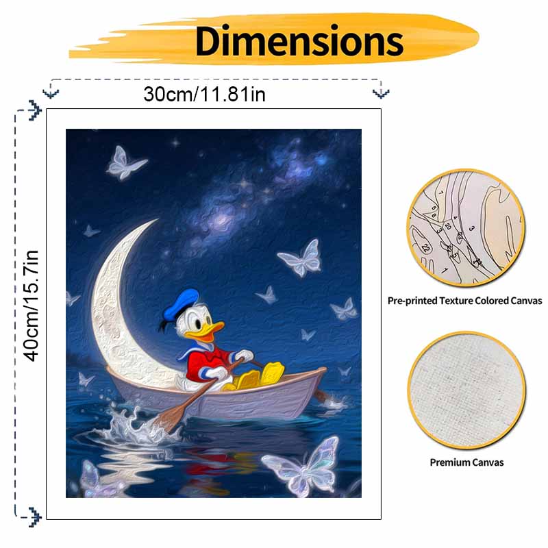 Disney Digital Oil Painting Art Kit Donald Duck Moonlight Boat Handmade Coloring Painting Home Decor