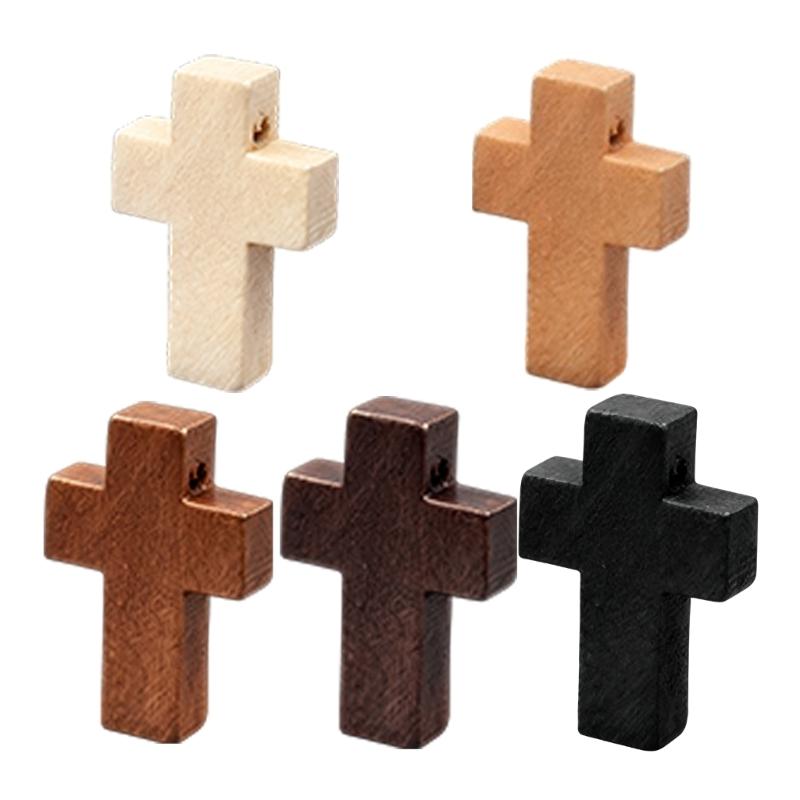 Paintable Mini Wooden Prayer Crosses Pendants,Diy Craft Charms Small Wooden Crosses with Flat Sanded Sides and Top Holes for Creative Handmade Jewelry