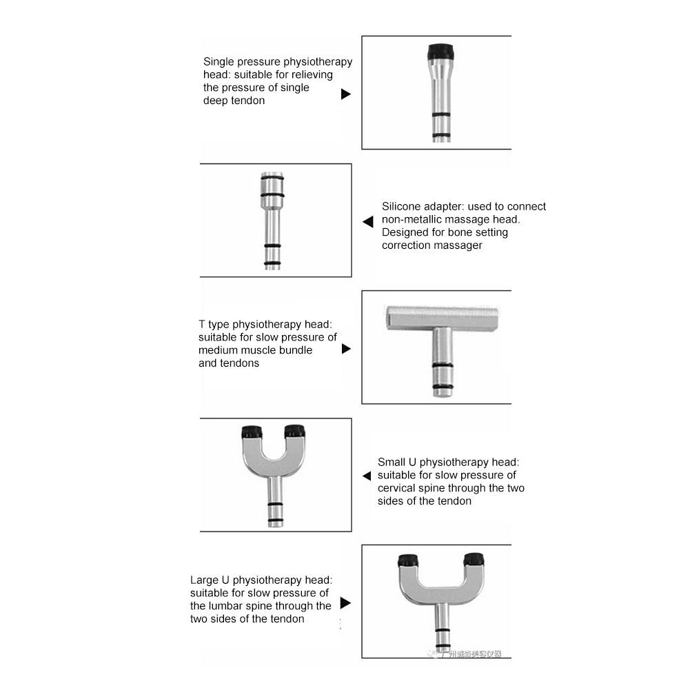 5pcs Bone Correction Massager Working Head Stainless Steel Spine Massage Instrument Adapter