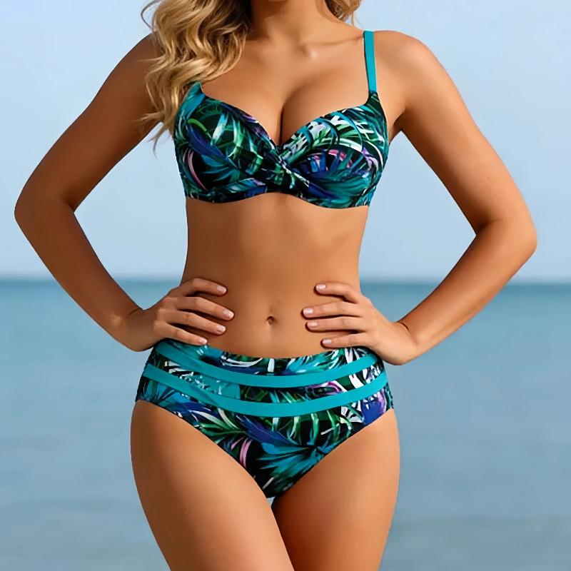 Damen High Waist Bikini Set Verstellbarer Träger Zweiteiliger Badeanzug