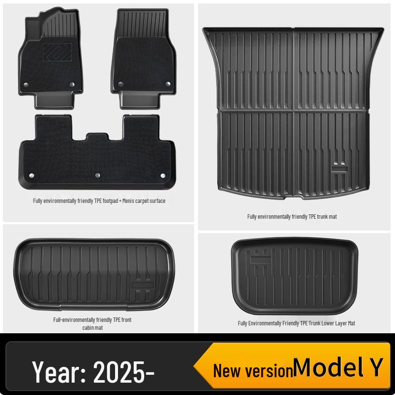 Tesla Model Y Eco-Friendly All-Weather TPE Floor & Trunk Mats.