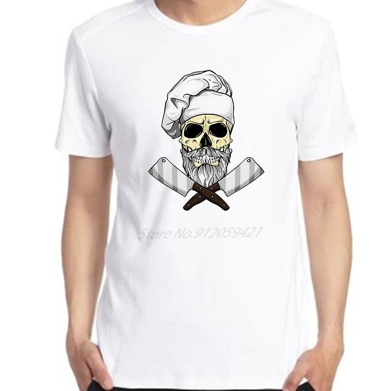 Skull Chef Butcher Cooking Saying Grill Funny Graphic T Shirts Tops Tee Shirts Cotton Short Sleeve Tshirts Unisexs Print T Shirt