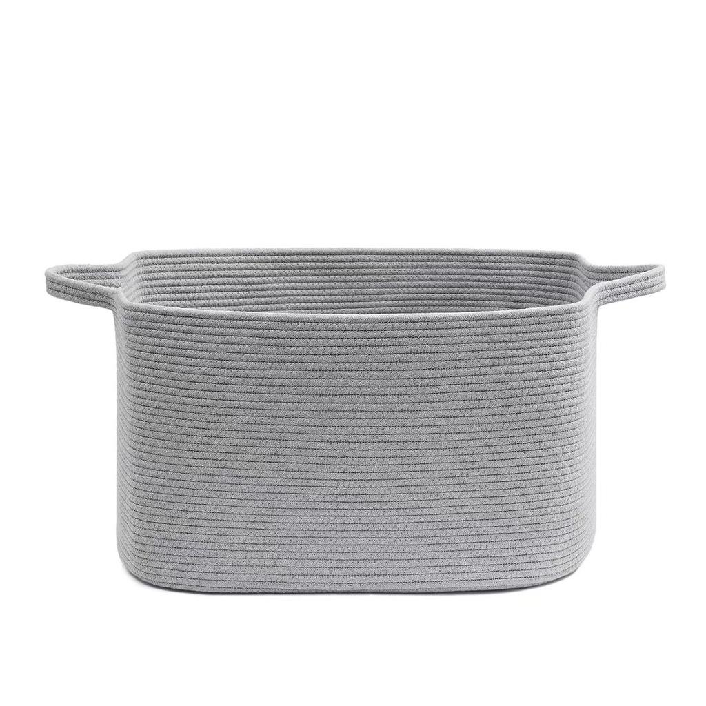 Stylish Handwoven Cotton Rope Laundry Basket for Bedroom Clothes Toys Organizer