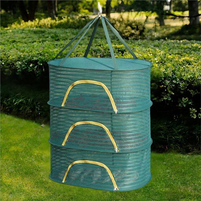 Hanging Drying Rack 70X50cm Foldable Fishing Vegetable Fish Net 3 Layer Clothing Drying Storage Drying Net