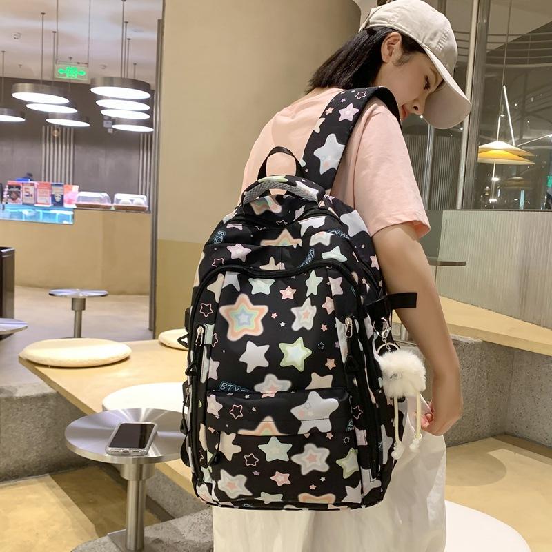 New Japanese and Korean Ins Exquisite Five-pointed Star Large-capacity Junior High School High School Student Schoolbag Backpack
