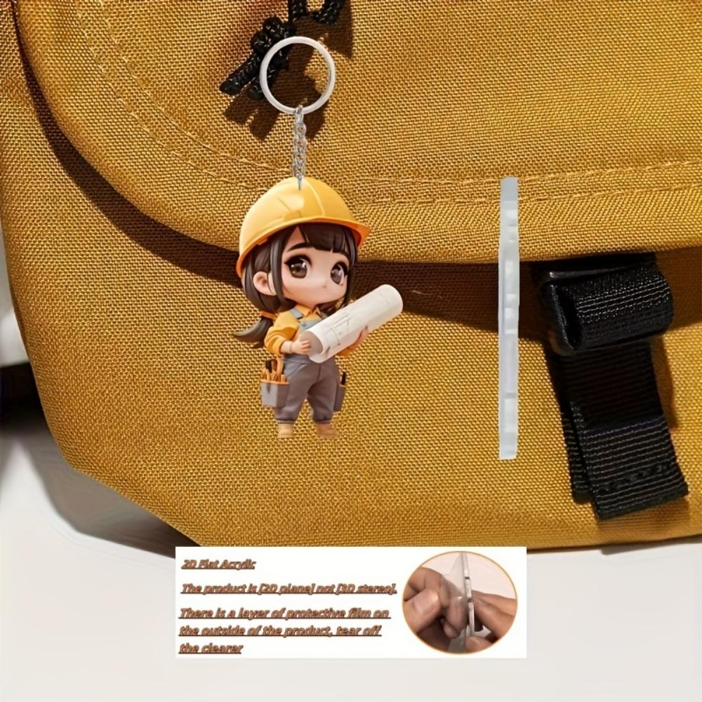 Cute Engineer, 2D Flat Acrylic, Pendant, Suitable for Backpack, Keychain, Gifts, Christmas, Halloween