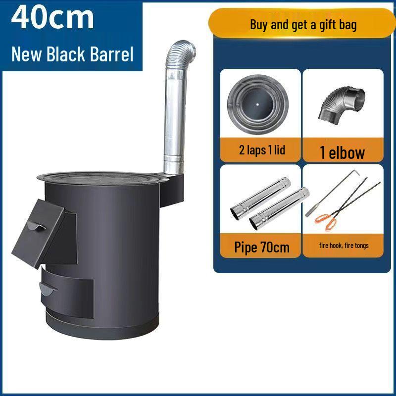 Tragbarer rauchloser Holzofen für den ländlichen Gebrauch: Energieeinsparender, Großer Gusseisentopf für den Haus- & Hofgebrauch