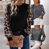 Women S Long Sleeve Crew Neck Leopard Print Loose Fit T Shirt