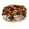 Böhmisches Perlenarmband-Set: Imitation Achat, Kristall, Strass Elastische Armbänder (4er-Set)