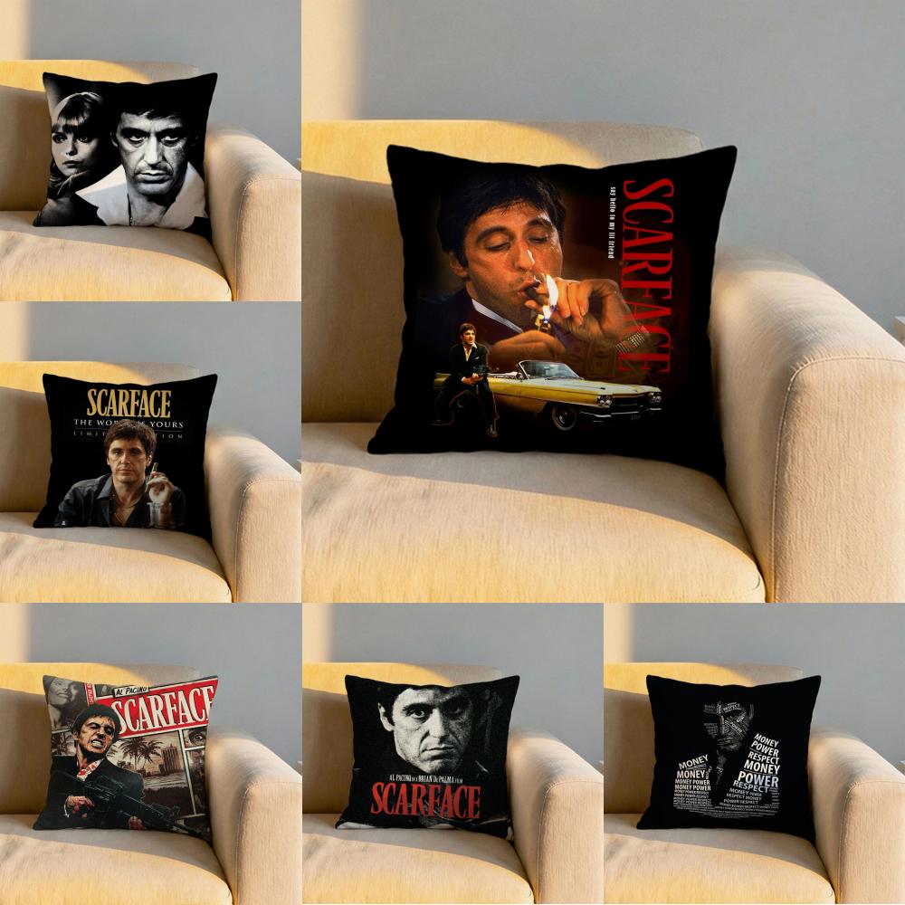 SScarface Movie Cushion Cover Soft Reversible Durable Pillow Cover MultiScene Use for Home Car Daily Comfort