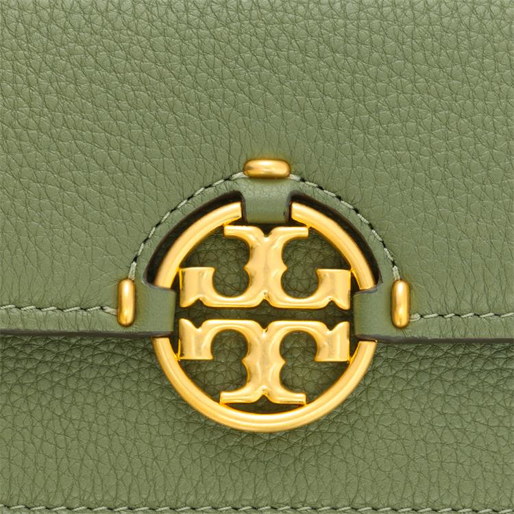 Tory Burch Miller 19 Solid Minimalist Buckle Closure Pebble Leather Wallet Shoulder Crossbody Bag Women Bags Palm-Leaf-Green 137145-300
