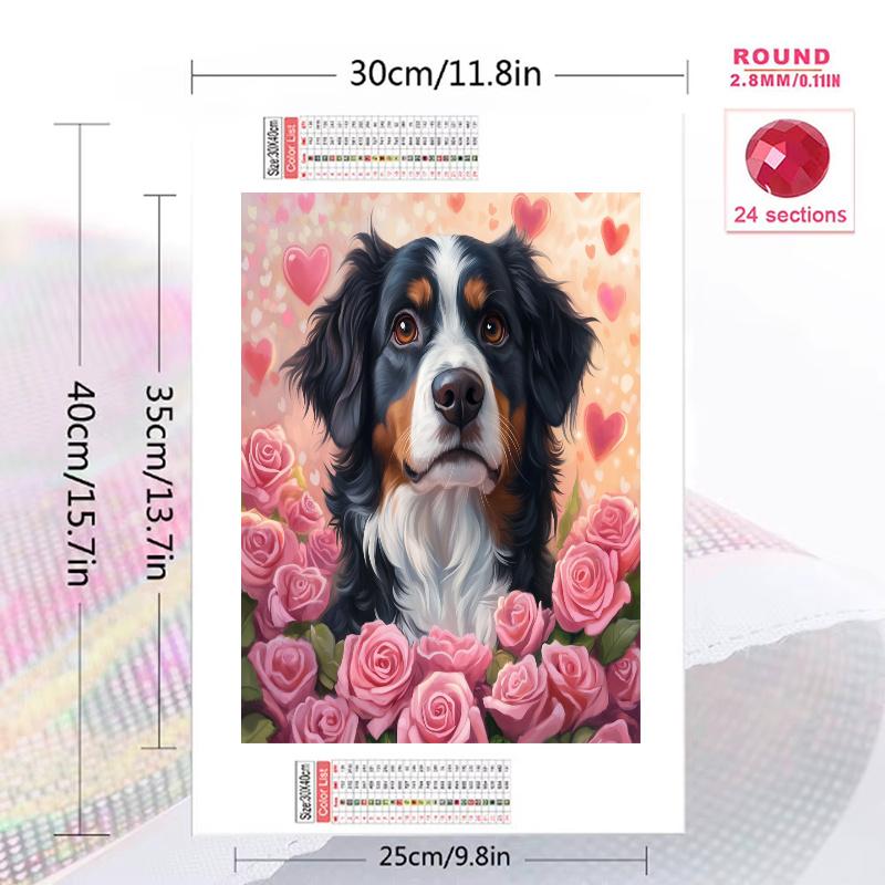 Pink Bernese Mountain Dog Pattern 3pcs 100% Round Full Drill 5D DIY Diamond Painting Embroidery Cross Stitch Rhinestone Décor