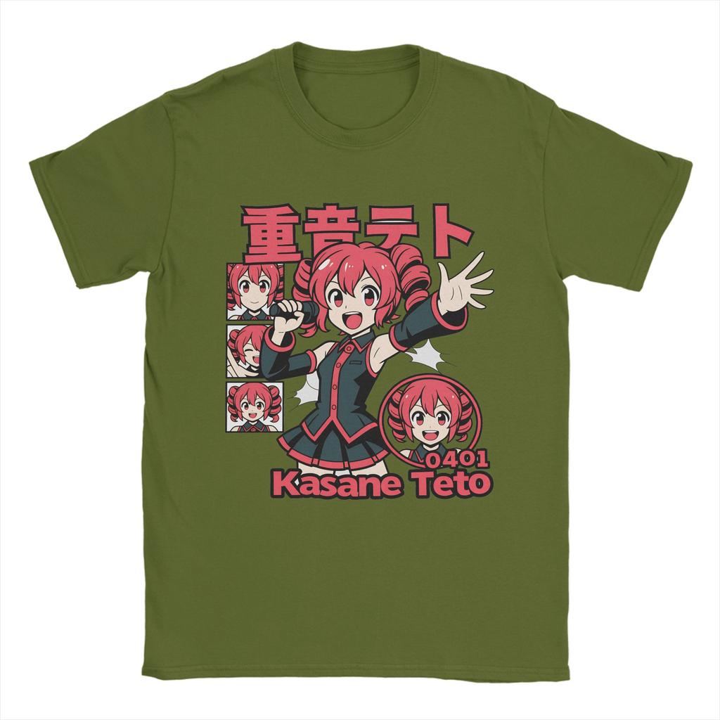 Kasane Teto Anime T-Shirt Sommer Baumwoll-T-Shirts Für Männer Trendiger Print T-Shirt Kurzarm Vintage T-Shirts