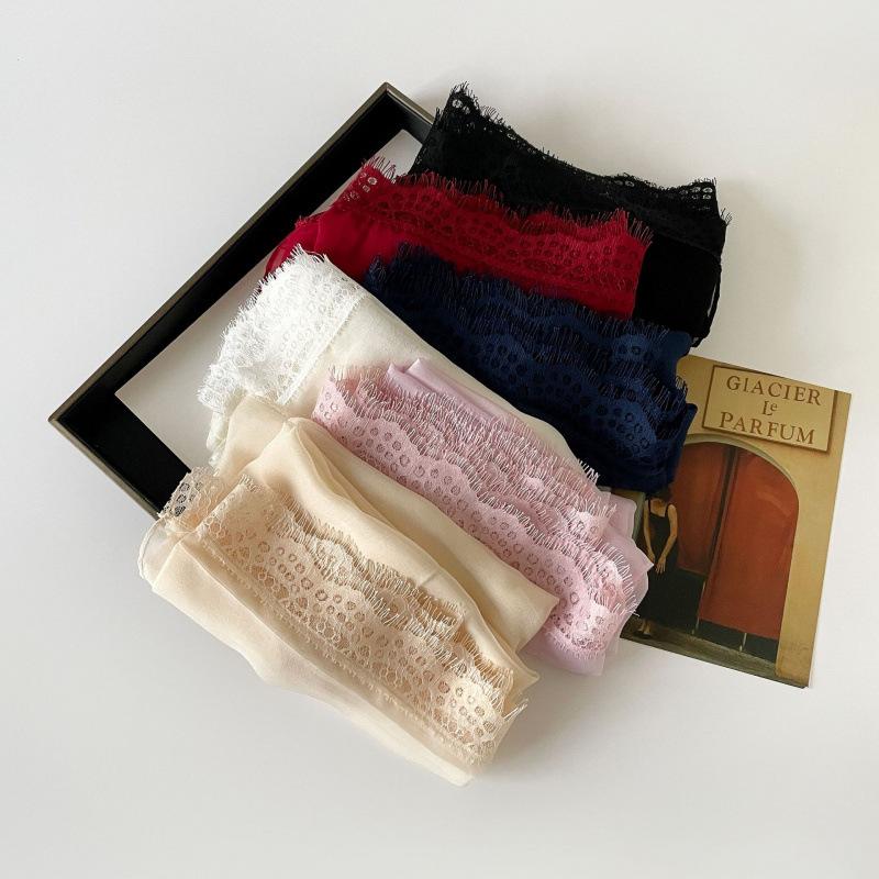 Summer Lace Scarf Shawl Cloud Pattern Yarn Malay Chiffon Scarf Thin Scarf Solid Color Yarn Scarf for Women
