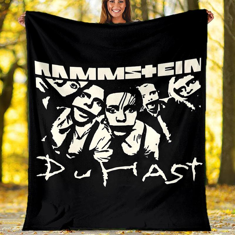 1pc Rammstein1 Theme Blanket - Digital Print, Polyester, Cozy for All Seasons, Perfect for Outdoor, Camping, and Travel