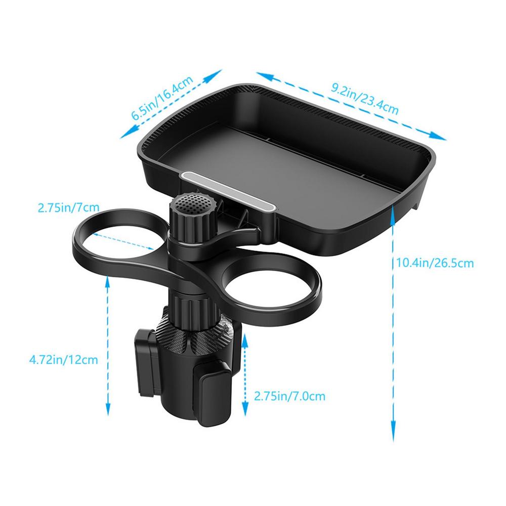 Multifunctional Car Cup Holder With Attachable Tray 360 Swivel Adjustable Car Food Eating Tray Table Auto Cup Holders