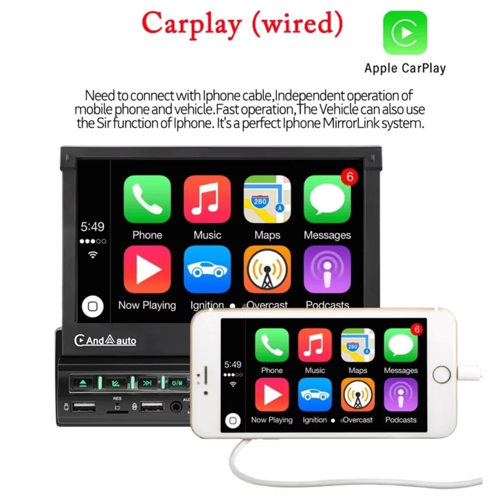 TOYOUSONIC 7inch Touch Screen Car Radio Carplay Android Auto Universal Multimedia Player Mirror Link BT USB 1 din Car MP5 Player