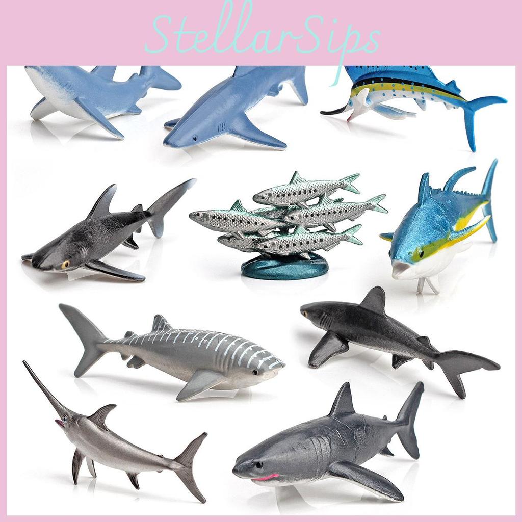 Realistisches Miniatur-Meerestier-Modellset mit PVC-Figuren von Hai, Sardine und Marlin