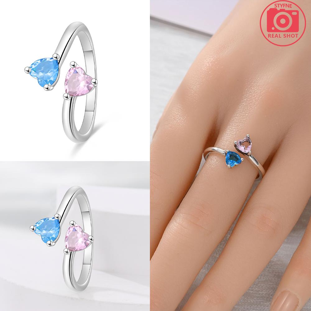 Authentic copper Open Flower Butterfly Leaf Ring Women Blue Zirconia Star Shape Heart Ring Jewellery Accessory Fine Delicate Gift Set