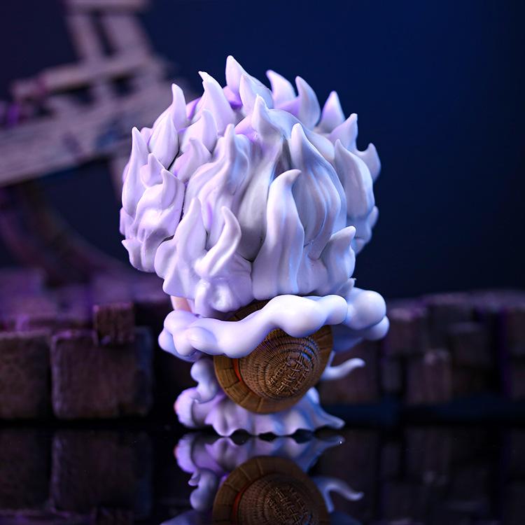 One Piece Q Version Sun God Nika Gear 5 Luffy Awakening White Hair Figure