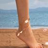 1 Piece European and American Style Golden Double-Leaf Open Anklet, Adjustable Vacation Beach Style Foot Jewelry
